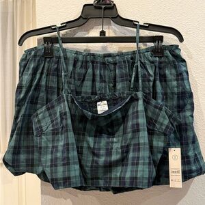 No Boundaries Green and Blue Plaid Skirt